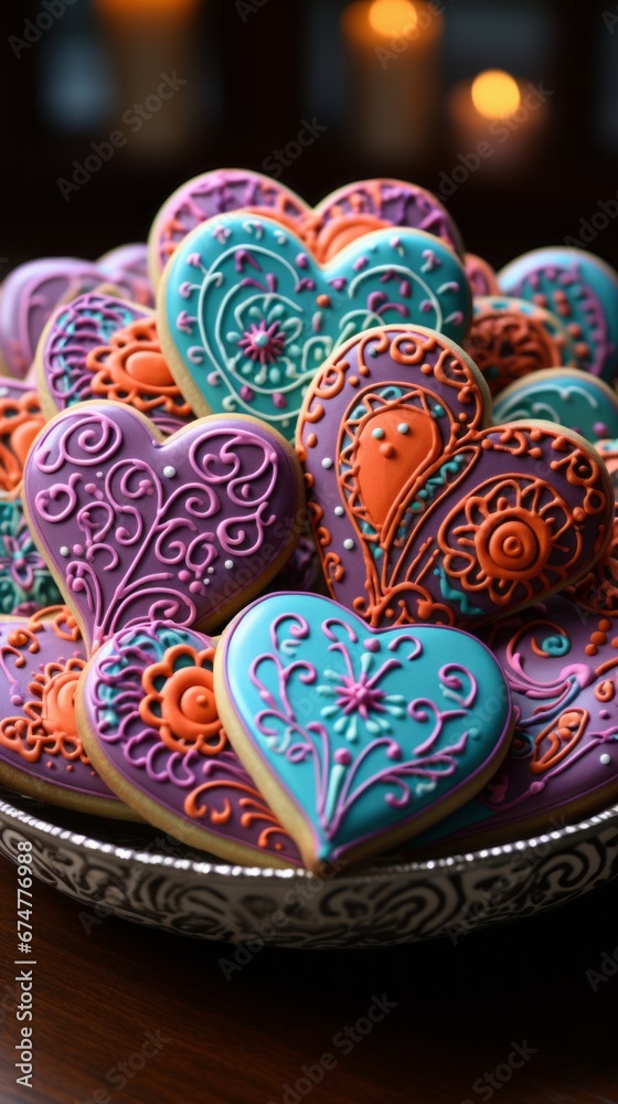 Heart-shaped cookies for Valentine's Day