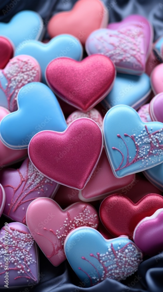 Obraz premium Heart-shaped cookies for Valentine's Day