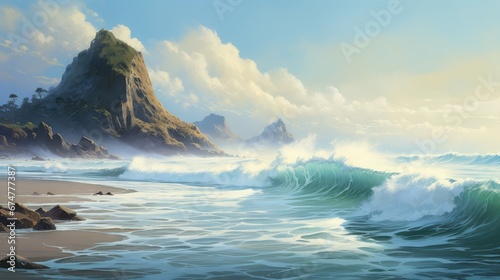 water peak beach sea landscape illustration nature mountain  summer ocean  tourism rock water peak beach sea landscape