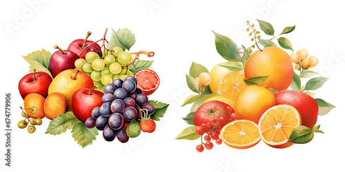 Assorted Fresh Fruits Collection Illustration