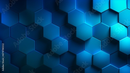 Blue gradient vector background with hexagone.Generative AI © shuvodesign