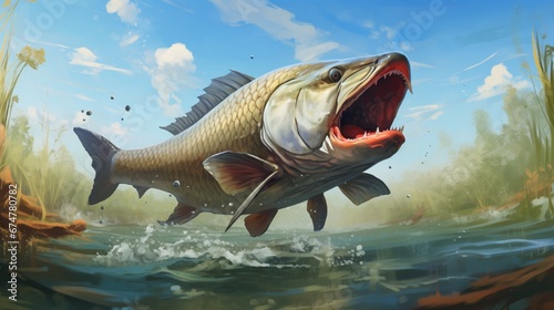 Wild common carp (Cyprinus carpio) Wild life animal