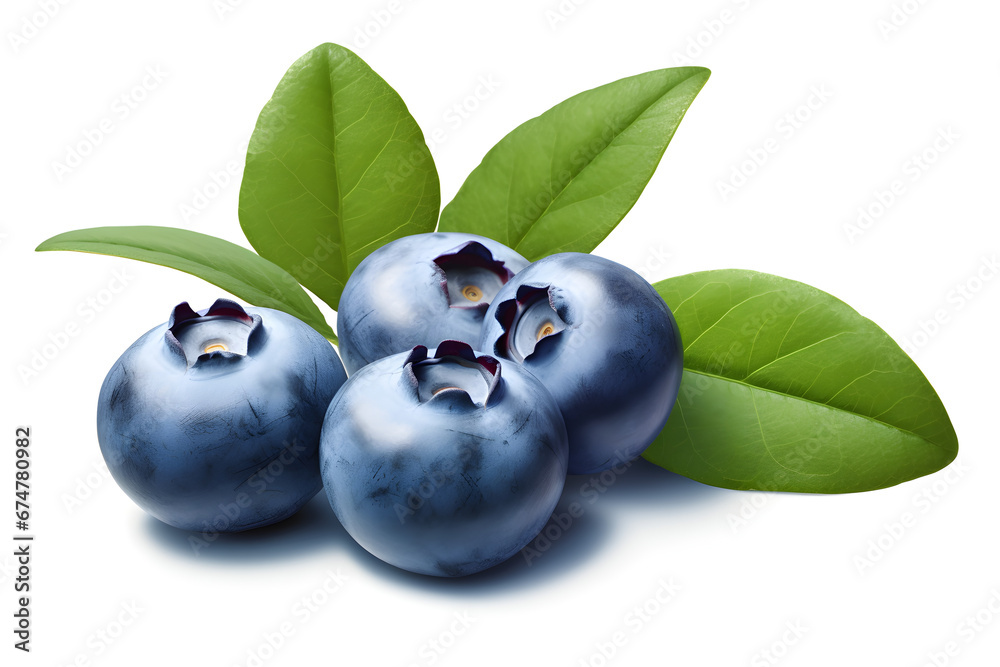 Close up of blueberries with green leaves Close up of blueberries with green leaves