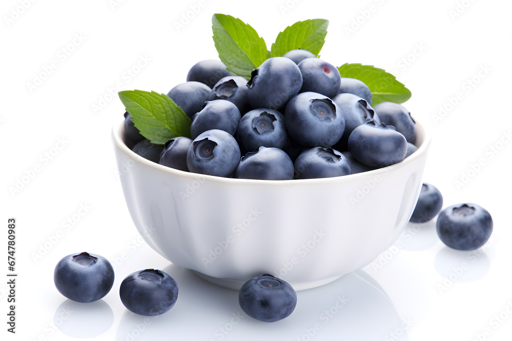 Close up of blueberries with green leaves Close up of blueberries with green leaves