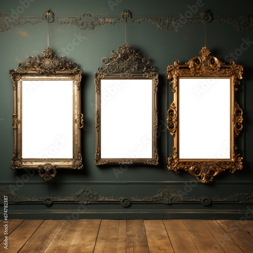 blank picture frames in gallery