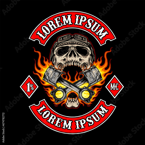 vector of skull biker badge logo illustration