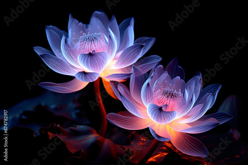 Enchanting UV Blacklight lotus Photography.