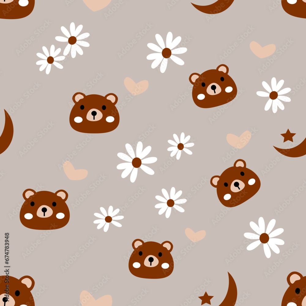 Bear with his heart and flowers Bear with his heart and flowers