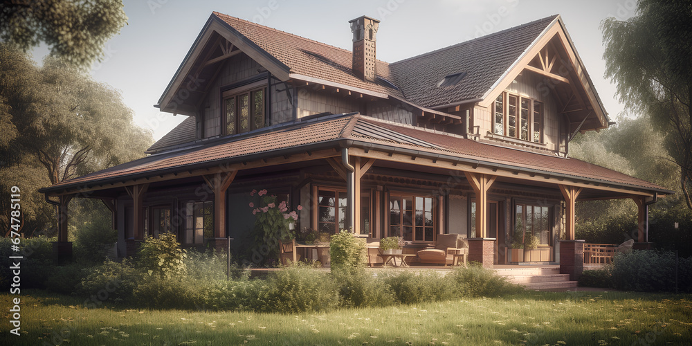Private house in traditional bungalow architectural style Private house in traditional bungalow architectural style
