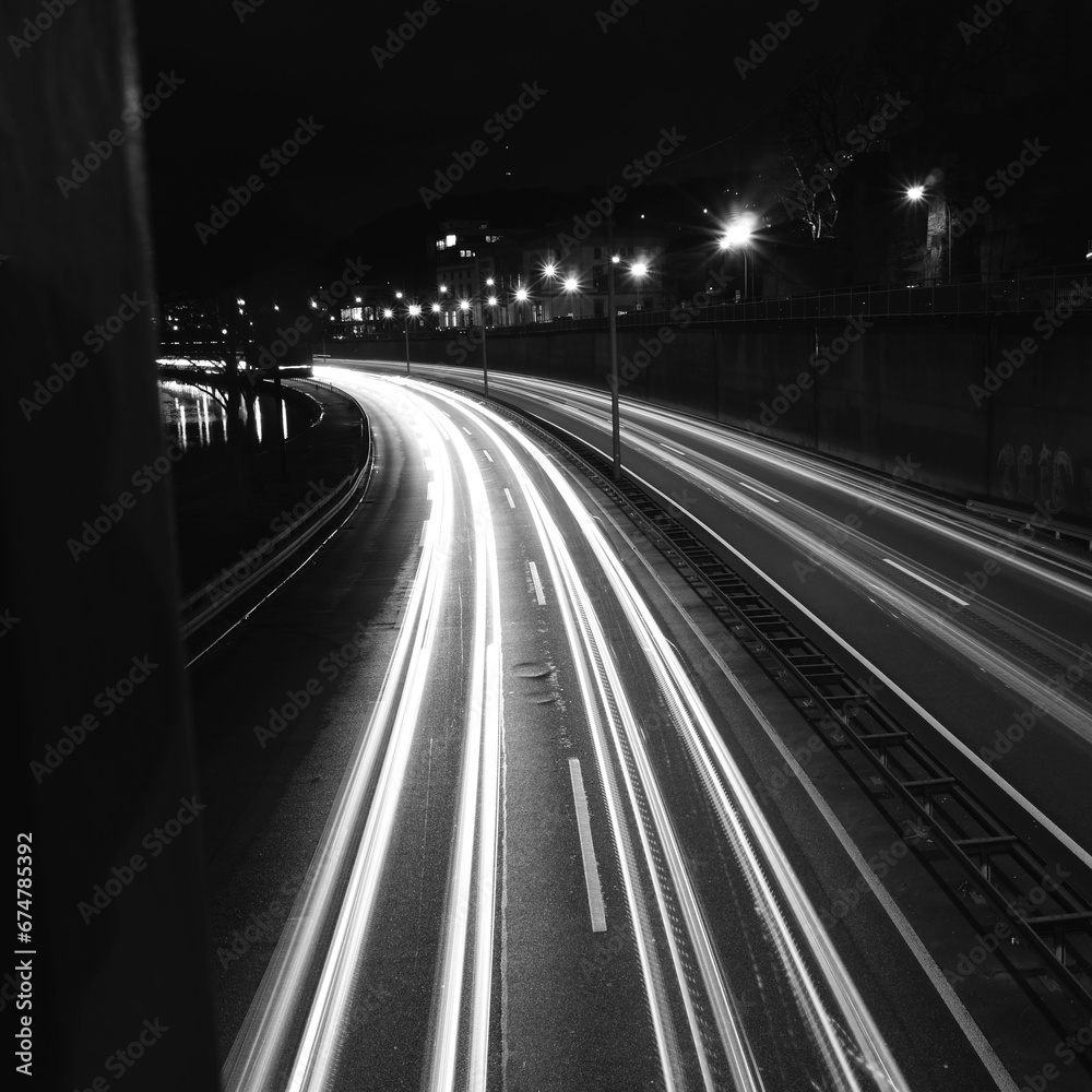 Saarbrücken Autobahn im Dunkeln Saarbrücken Autobahn im Dunkeln