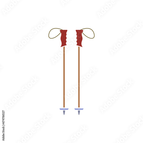 ski poles on a white background, vector illustration