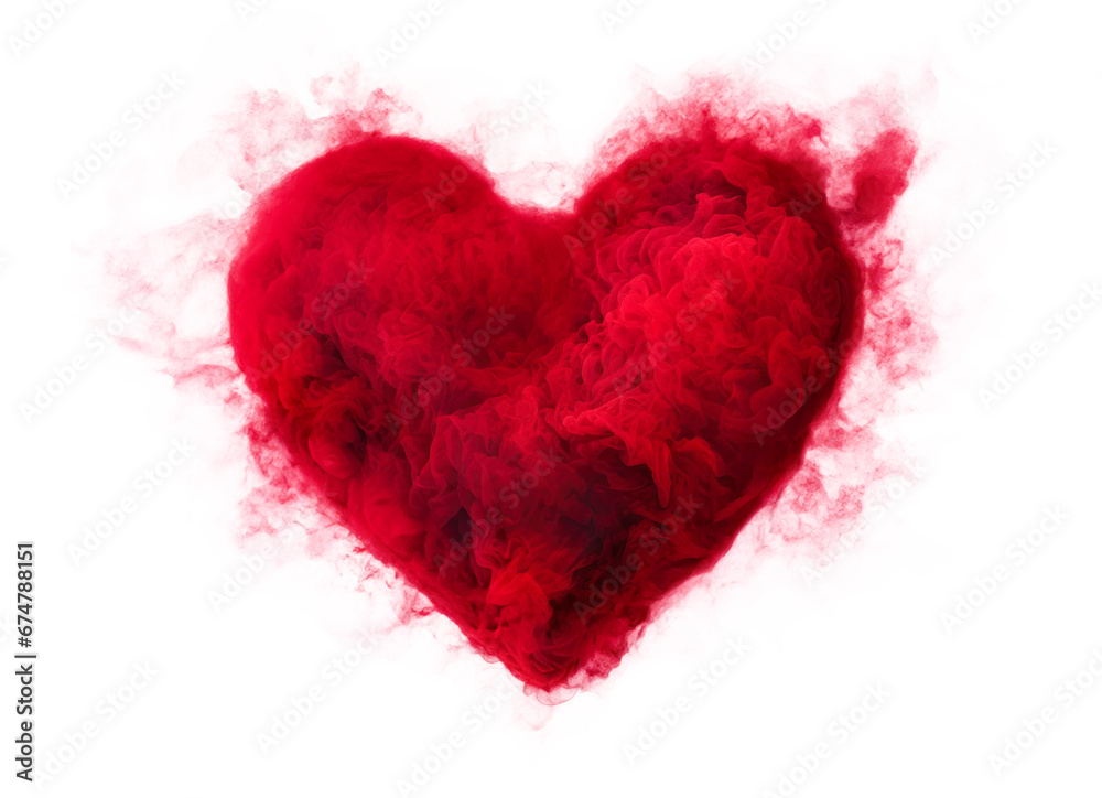 Smokey inked heart on transparent background. Png element.