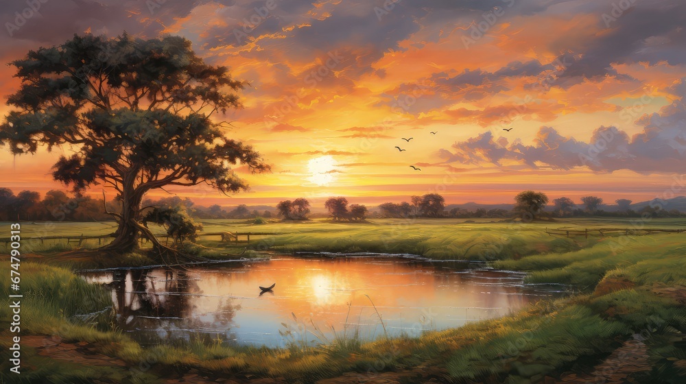 sunrise sunshine evening country landscape illustration summer dawn, sky sun, nature cloud sunrise sunshine evening country landscape