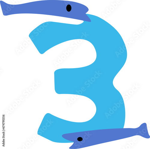 Number three fish illustration