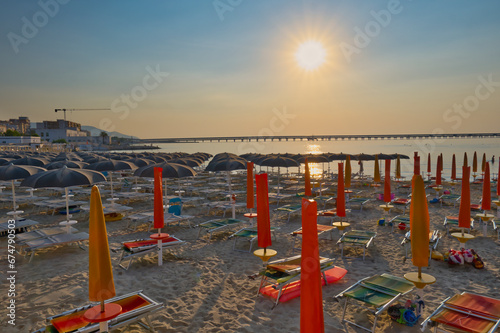 Fototapeta Naklejka Na Ścianę i Meble -  Sunrise, beach in Manfredonia, Puglia, Italy