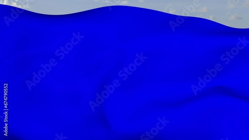 Loop der blaue Fahne wehend im Wind als Nahaufnahme 4K