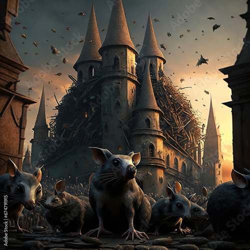 medieval capital ruined by enormous horde of black rats 