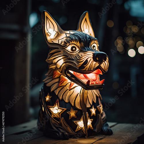 Traditional lantern shaped like a dog general 