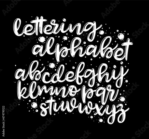Vector hand drawn alphabet. Brush painted letters. Handwritten script alphabet. Hand lettering and custom typography for your designs: logo, for posters, invitations, cards, etc. Vector type.