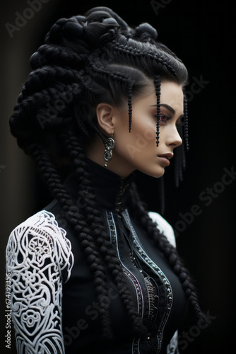 Hairstyle Artistry with Elaborate Braids and Gothic Elegance