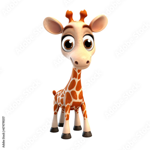 Cute Cartoon Giraffe Isolat...