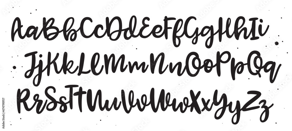 Vector hand drawn alphabet isolated on white background. Brush painted letters. Decorative artistic font. Black letters. Vector hand drawn alphabet isolated on white background. Brush painted letters. Decorative artistic font. Black letters.