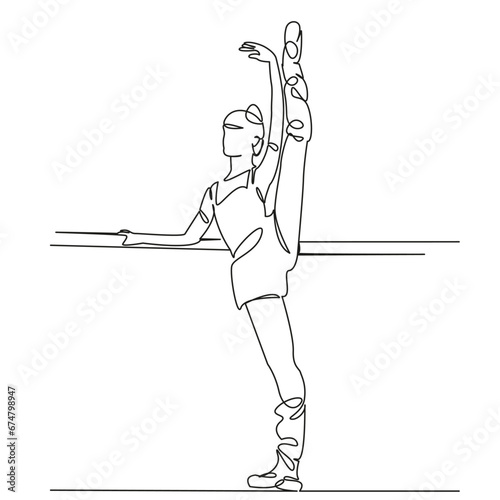 ballerina dancer rehearsing at the barre