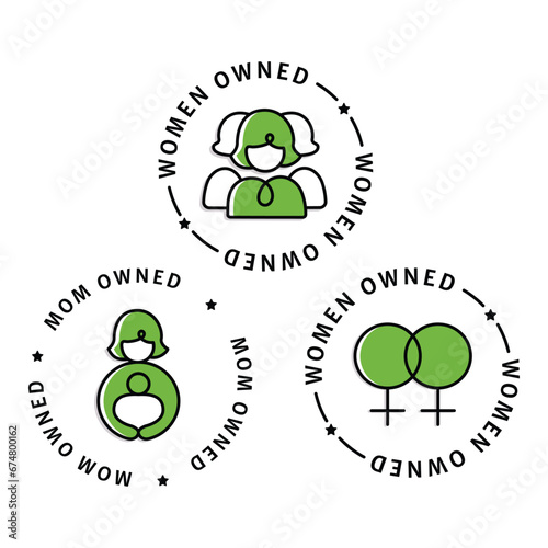 An icon featuring a circular women owned badge, emphasizing empowerment, women in business, the certification of being a women owned business, and the recognition of women entrepreneurship.