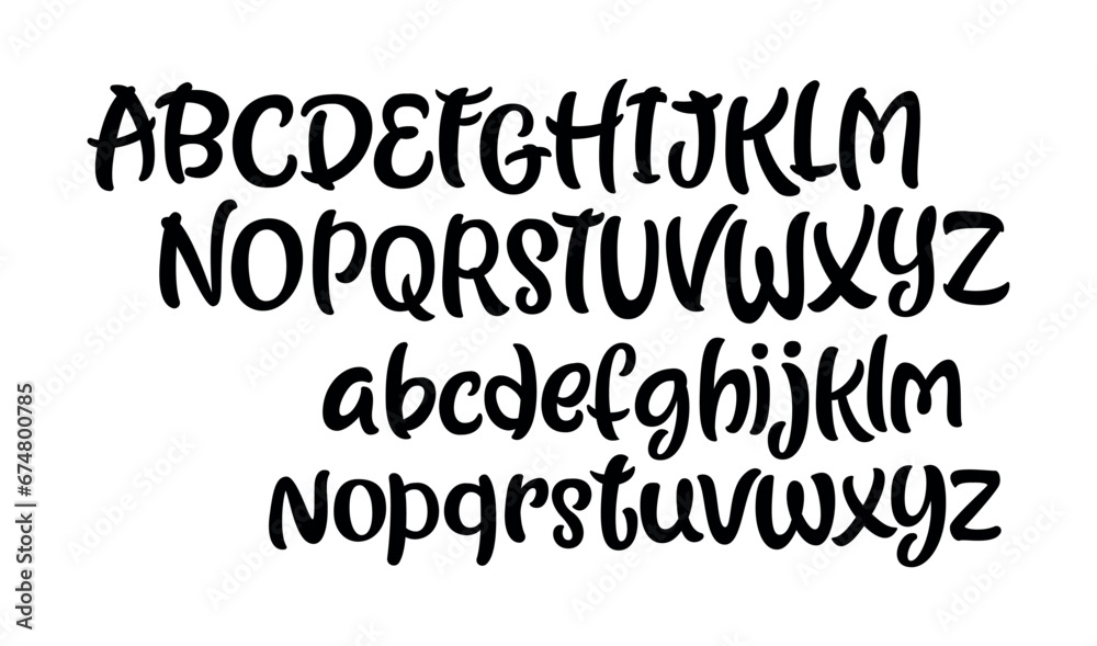 Vector hand drawn alphabet isolated on white background. Brush painted letters. Decorative artistic font. Black letters. Vector hand drawn alphabet isolated on white background. Brush painted letters. Decorative artistic font. Black letters.