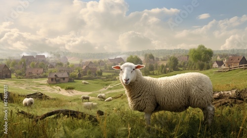 sheep on a village farm