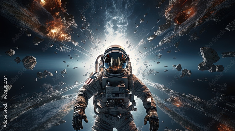 Fototapeta premium Media technology in space. Mixed media