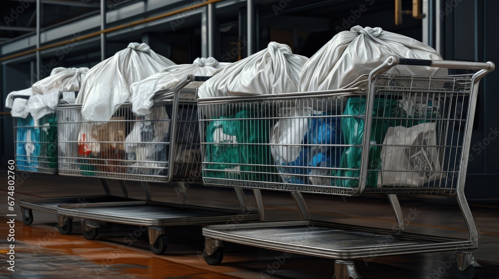 Bags With Dirty Laundry Sheets at Rolling Carts