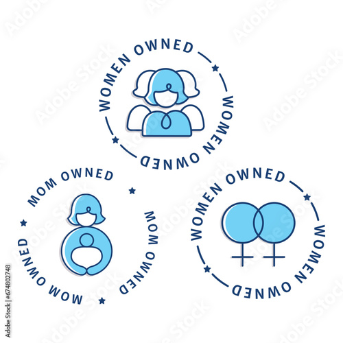 An icon showcasing a circular women owned business seal, highlighting empowerment, women in business, and the certification of being a women owned enterprise.