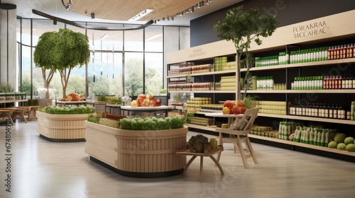 Healthy organic food and bio store interior photo