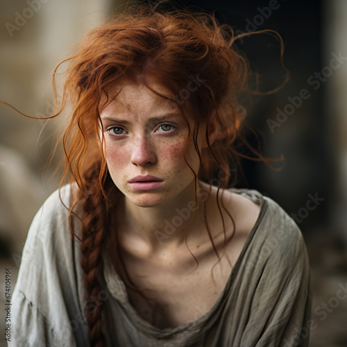  Red haired gaul servant female beautiful prisoner photo