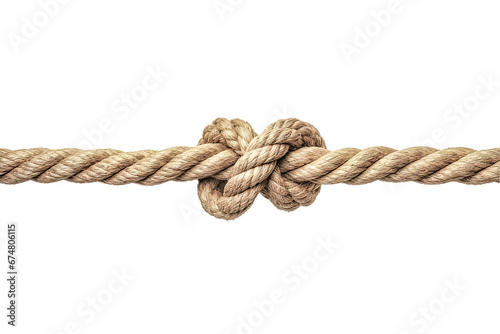 close up of a rope knot on white background with clipping path isolated on white background 