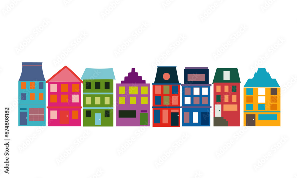 Fototapeta premium Set of European Colorful houses vector