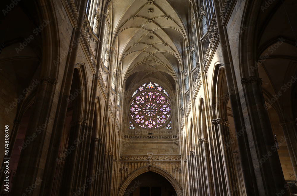Interior view of St. Vitus Cathedral in Prague