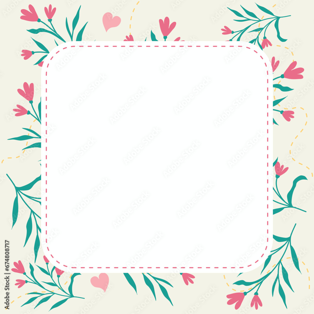 Cute Kawaii Pink Flower Background Frame Vector Cute Kawaii Pink Flower Background Frame Vector