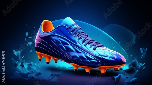 3d Vector Soccer Boots with FootBall ball, Sport and Game competition concept Eps 10 Vector photo