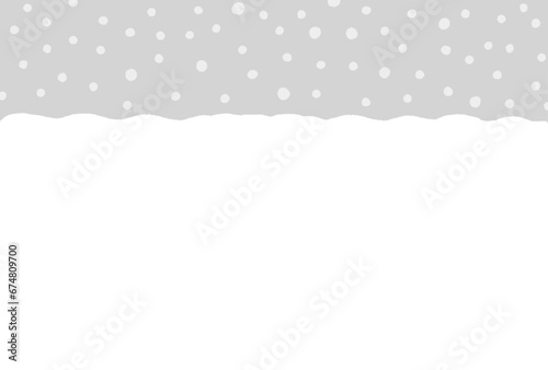 雪のような水玉模様とグレーのかわいい背景 - 手描きの冬･ホリデーシーズンのイメージ素材 - はがき比率
