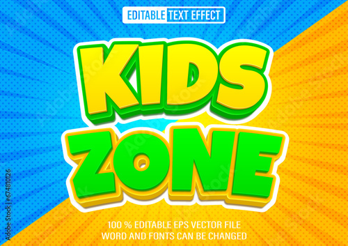 Kids Zone editable text effect 3d style template