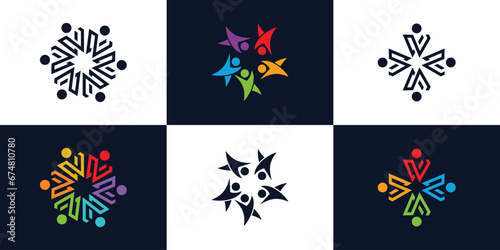 Community logo design unique concept Premium Vector
