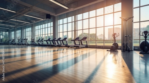 Interior of an empty modern gym fitness room