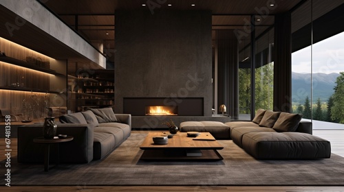 modern living room contours dark and indirect ikumiminqcao © artist