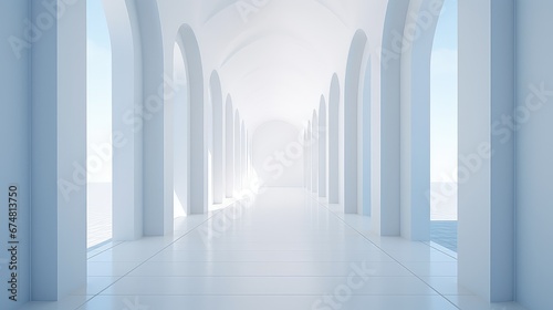 hall white wall corridor background illustration design floor, empty perspective, space inside hall white wall corridor background