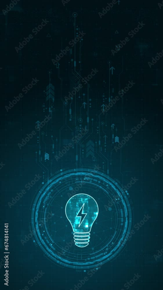 Motion graphic of Blue digital lamp logo and circle futuristic HUD ...