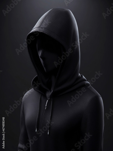 Photography of black hoodie, Generative Ai