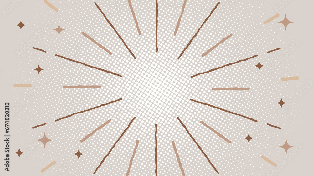 Obraz premium 手書き風の線が回転する背景 水玉背景 