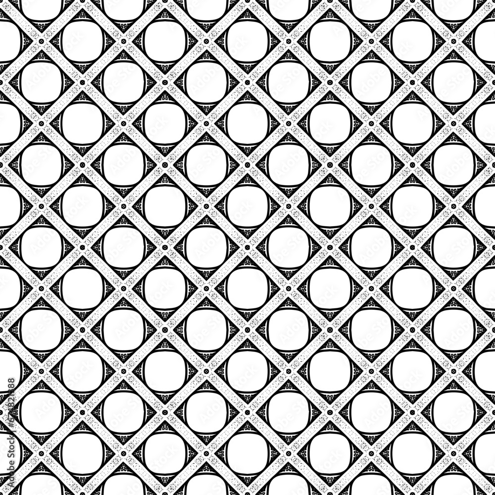 Naklejka premium Black and white seamless abstract pattern. Background and backdrop. Grayscale ornamental design. Mosaic ornaments. Vector graphic illustration. EPS10.